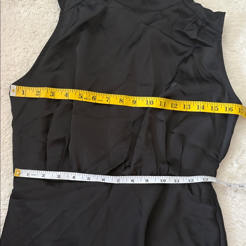 Lulus Classic Elegance Black Satin Sleeveless Mock Neck Maxi Dress Size Medium - Picture 7 of 13